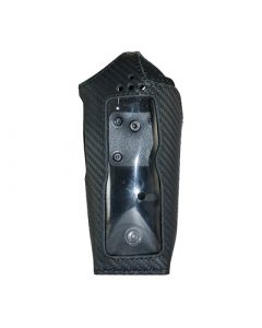 Funkholster Leder in Carbon-Optik mit Rotationsclip mit Arrietierungsknopf / zu POLYCOM TPH700