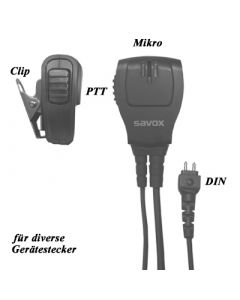 Tarnmikrofon mit PTT-Taste, DIN-Stecker, kombinierbar mit diversen Varianten von Ohrhörer