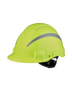 Helm Peltor mit Kunststoff-Schweissband & Reflex-Streifen neongrün (Hi-Viz)